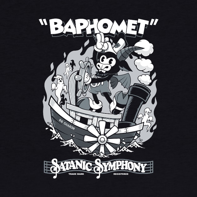 Vintage Cartoon Baphomet - Steamboat Baphy - Occult - Satanic Symphony by Nemons